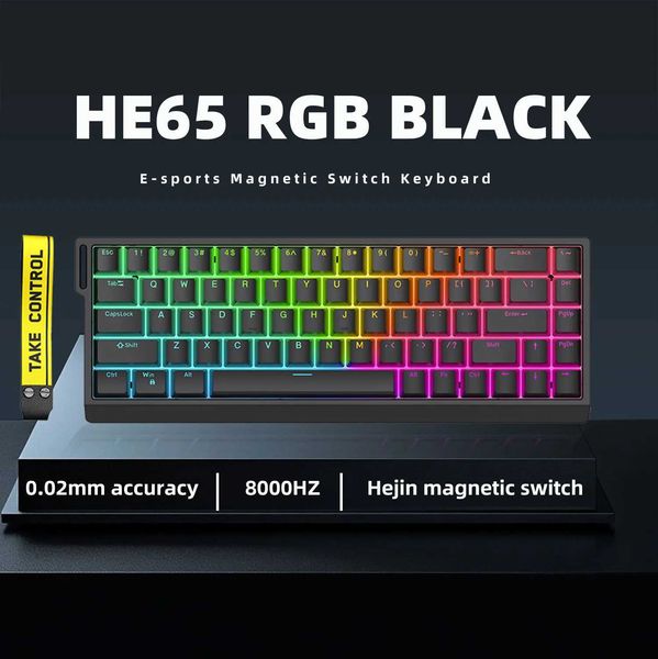 Keyboards ZUOYA HE30-65 line magnetic axis mechanical keyboard 8k fast trigger RGB backlit electronic sports game custom keyboard CL250110