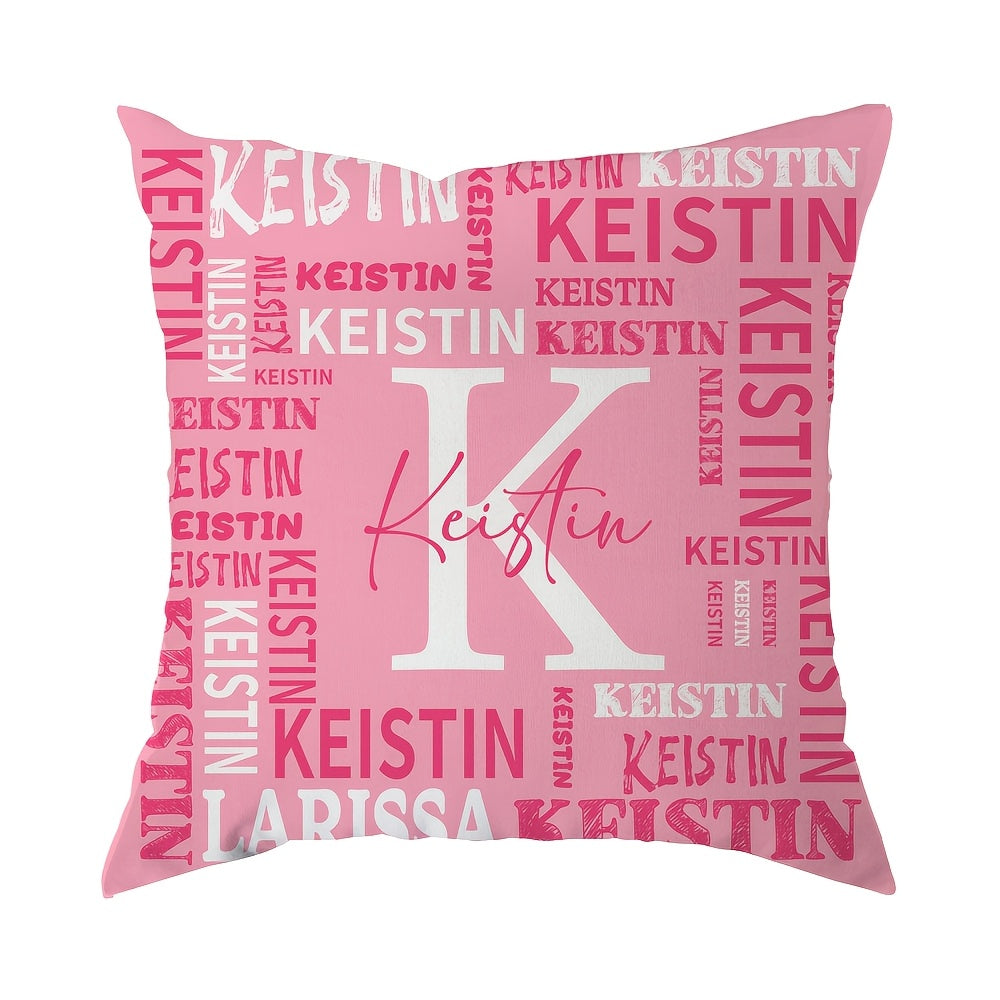 TEMU 1pc Personalized Name Pillowcase 17.71x17.71 Inches, Customized One-sided Printed Name Cushion, Soft Short Plush, Zipper Closure, Machine