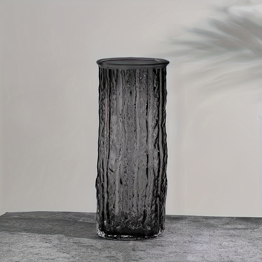 TEMU 1pc Modern Glass Cylinder Vase, Extreme Design, Transparent Flower Arrangement, Rose Flower Living Room Dining Table Decor, No Electricity Or