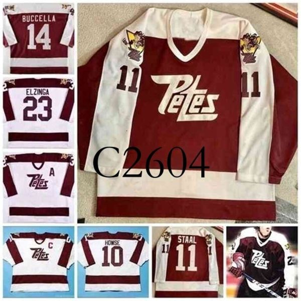 GC2604 C26 2000 Movie jerseys 10 JON HOWSE 11 Petes Staal 23 Adam Essien Peterborough Peters shabby hockey jersey Custom Any Number and Name