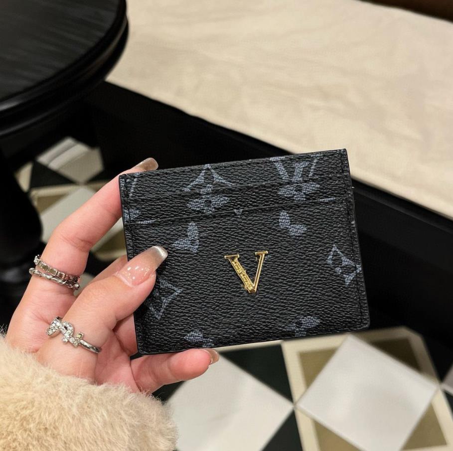 Luxury Designer Credit Card Holders Mini Wallets High Quality For Mens And Womens Genuine Leather Pure Color Card Holder Purses Wallet With Box