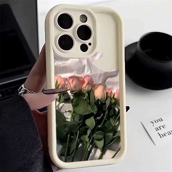 Phone Case Red Rose Silicone Phone Case Suitable for iPhone 16 15 14 12 11 Max Plus XR X XS Max 8 7 Plus SE Shock resistant Soft Cover N2410