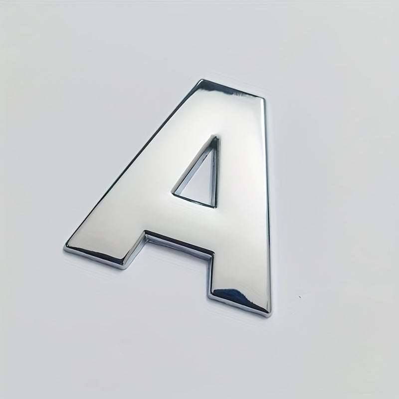 TEMU Car Large 3d Metal Letter And Number Stickers, English Alphabet Car Logo Diy Alloy Body Decals, Silvery Tail Badge