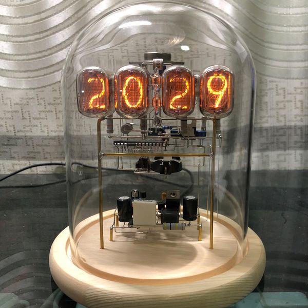 Desk Table Clocks retro glow tube clock cyberpunk desktop creative clock technology rnaments handmade Circuit Teaching with remote control 2