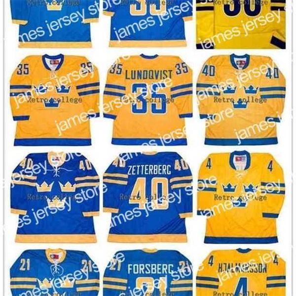 College Hockey Wears Nik1 35 HENRIK LUNDQVIST TEAM Sweden 40 Henrik Zetterberg 4 hjalmrsson 6 Anton Stralman 21 Filip Forsberg hockey jersey