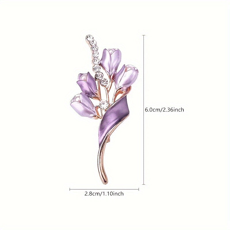 TEMU Elegant Purple Flower Brooch - & Alloy, Dresses, Blouses, Jackets, Scarves, And Hats - Ideal Gift For Day, Everyday Accessory|elegant Accessory|
