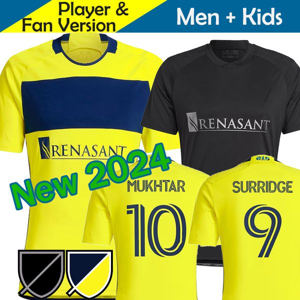 2023 2024 Nashville SC Soccer Jerseys The 615 Kit Man 23-24 Football Shirts Primary Home Yellow Away Man In Black SURRIDGE MUKHTAR BOYD SHAF