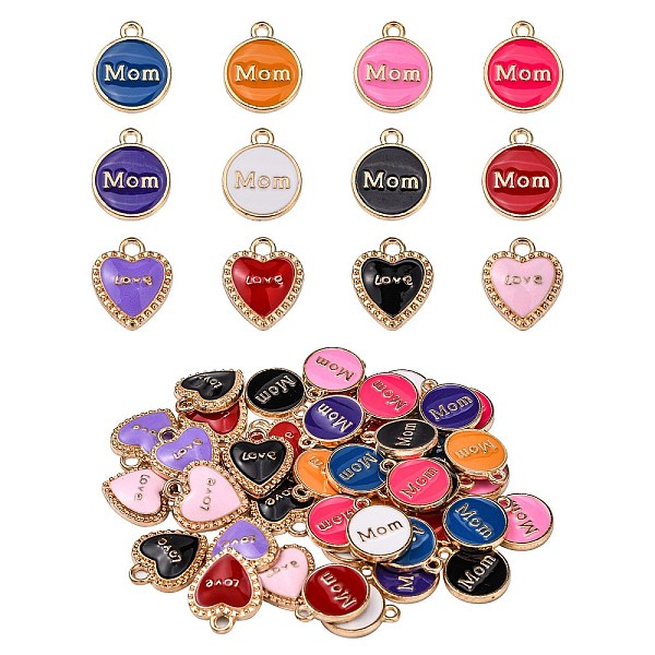 48 Stück 12 Stil Legierung Emaille Charms & Anhänger