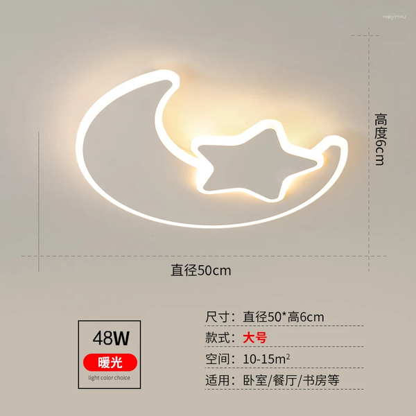 Ceiling Lights Ceiling Lights Kids Room Lamp Star Moon Chandelier Cartoon White Decor Nursery Baby Boy Girl Children Bedroom Plafon Led CL25