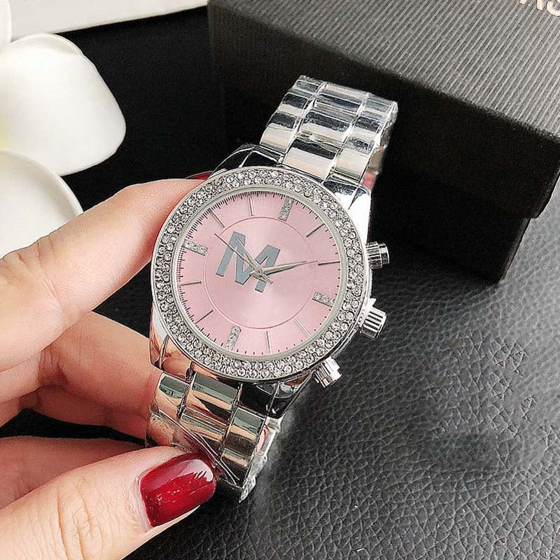 Fashion Brand Wrist Watch Women Girl Ladies Beautiful Exquisite Crystal Style Steel Metal Band Quartz Clock M109