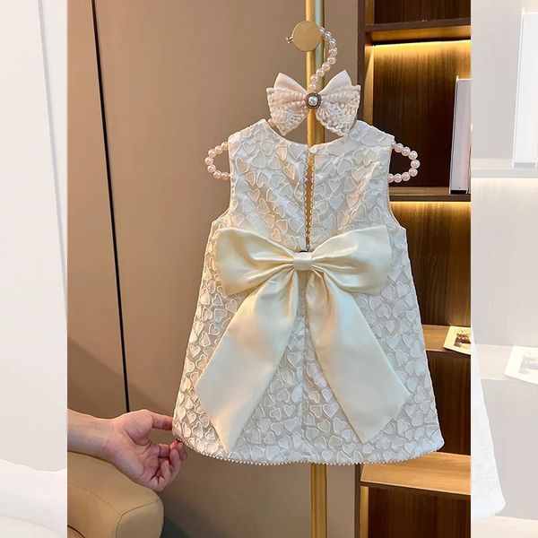 Toddler Baby Girls Classic Dresses Kids Heart Elegant Wedding Princess Party Dress Children Birthday Baptism Formal Clothing 250114
