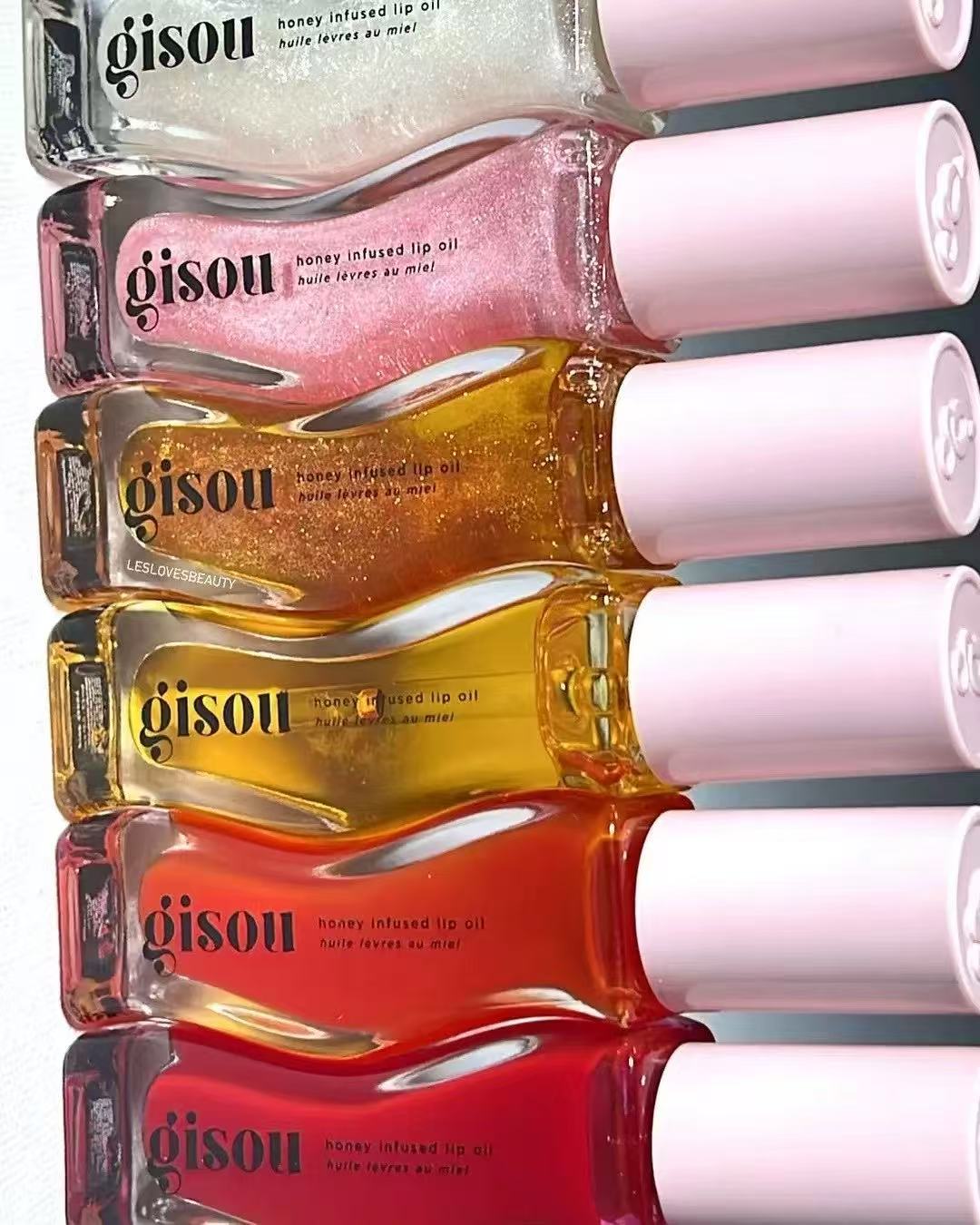 5 Colors Gisou Lip Oil 3ML Moisturizing Temperature Liquid Lipstick Honey Color Moistourizing Lip Makeup Lip Oil Long Lasting Nourishing Lip Care