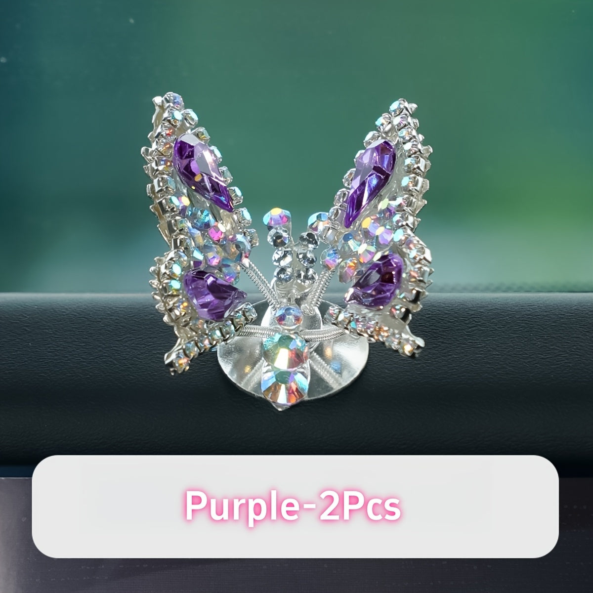 TEMU Moving - Diamond-studded Shiny Universal Fit With Vibrant Purple-blue-pink Gemstones, Adhesive Installation For Interior Accessories