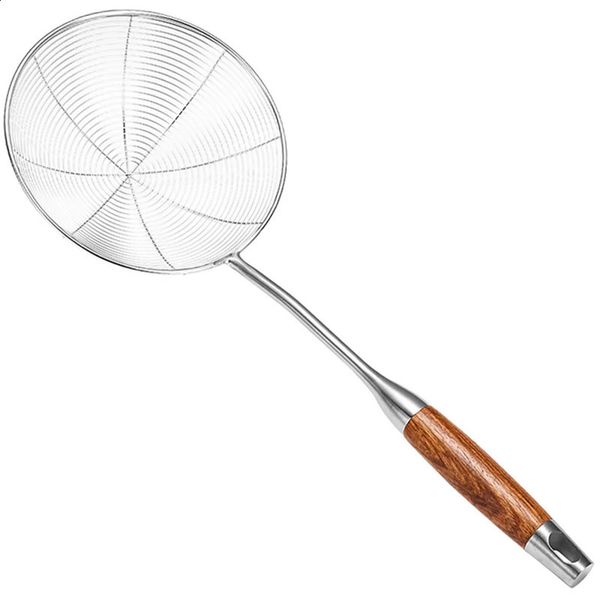 304 stainless steel spider filter skimmer used for cooking and frying with wooden handle thread filter - kitchen utensils 240812