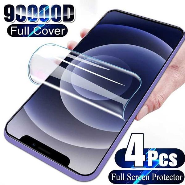 4Pcs Hydrogel Film Full Cover For iPhone 11 12 13 14 15 Pro Max Screen Protector For iPhone 14 15 Plus 13 Mini Screen Protective M250120