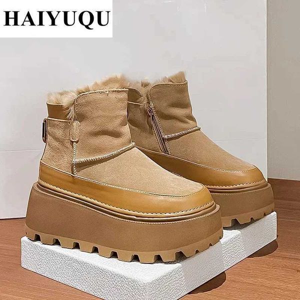 Boots Platform High Heels Snow Ankle Boots Womens Fur Warm Cotton Shoes 2025 Trend Winter Fashion Boots Short Plush Botas Mujer Q241108