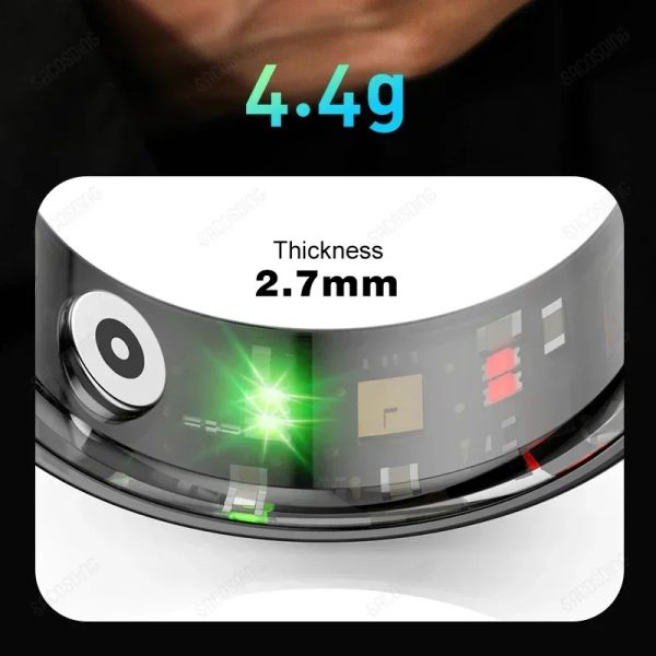 Smart Ring Military Grade Titanium Steel Shell Health Heart Rate Monitor IP68 Waterproof Multi-sport Modes Ring Smart Mens Women