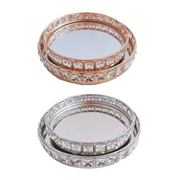 Bakeware Gold Silver 10inch &12inch Wedding Tray Round Fruit Plate Cake