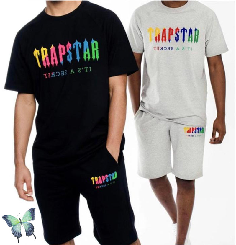 New-coming Trapstar T Shirt Orange Gray Towel Embroidery Colorful Letters Men&#039;s Women&#039;s Cotton Casual T-shirt Summer Men Clothing