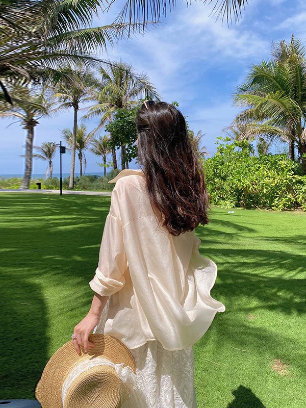 K1111 Super fairy sunscreen cardigan women&#039;s summer thin shirt jacket top with suspenders skirt outer shawl air conditioning blouse