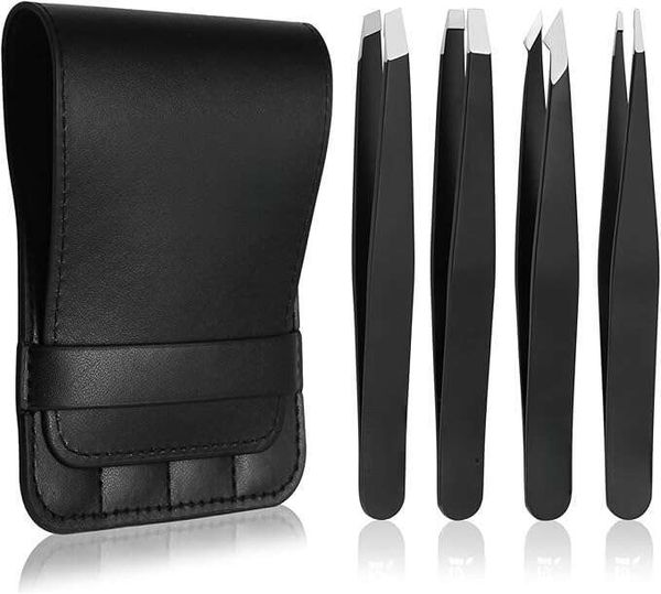 Tweezers Set - Professional Stainless Steel Tweezers for Eyebrows - Great Precision for Facial Hair, Splinter and Ingrown Hair Removal