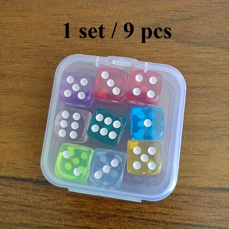 TEMU Colorful Dice Set With Transparent Storage Boxes - Durable Pvc, Portable & Easy To Organize For Math Games, Gaming Enthusiasts, And Educational