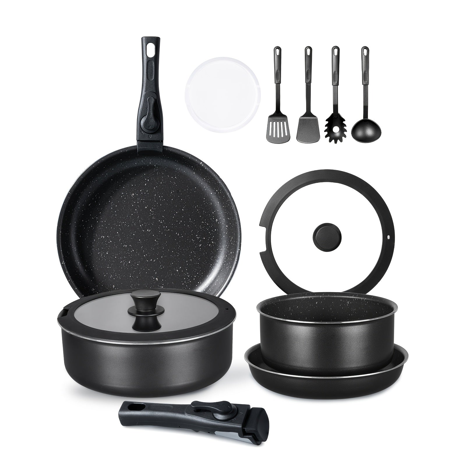 TEMU 13pcs Kitchen Pots And Pans Set Nonstick, Cookware Sets With Detachable Handles, Cooking Sets, Dishwasher Safe, Oven Safe, With Frying Pans &