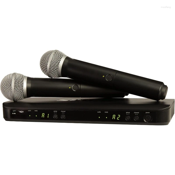 Microphones BLX288-PG58 Handheld Vocal Microphone Dual Channel Receiver Perfect For Church Karaoke