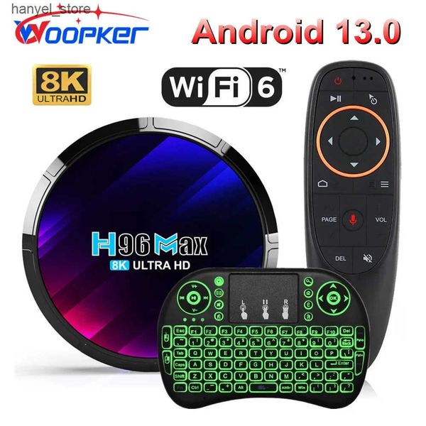 Set Top Box Woopker TV Box Android 13 H96 MAX RK3528 Rockchip 3528 Quad Core 8K Media Player Wifi6 BT5.0 2GB 16GB Google Voice Set Top Box L