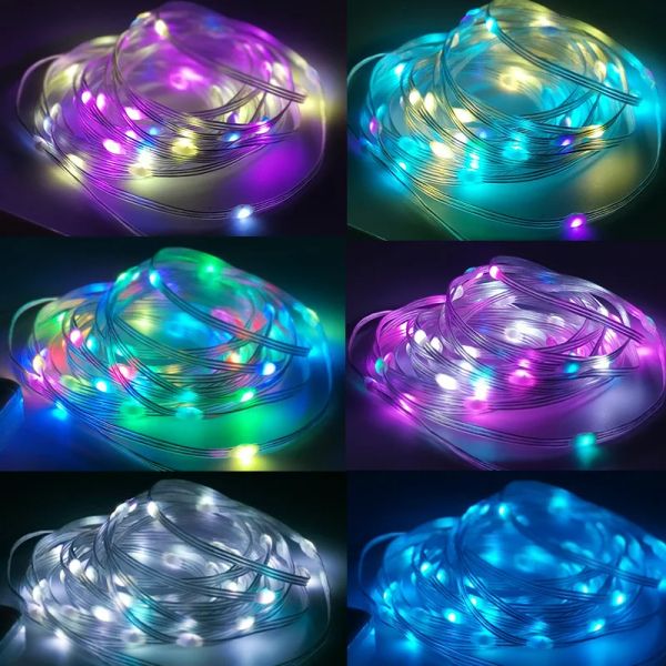 LED Strings LED Multicolor Fairy String Lights 10m 100leds 5V Addressable Waterproof Curtain Lights Christmas Lights Remote Bluetooth CL2501