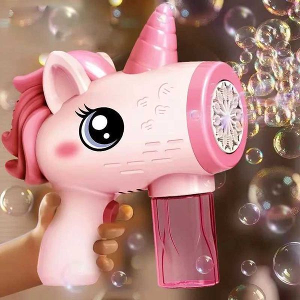2024 Electric Bubble Gun Kids Toy Bubbles Machine Automatic Soap Blower with Light Outdoor Party Games Children Gift Toy Y250120