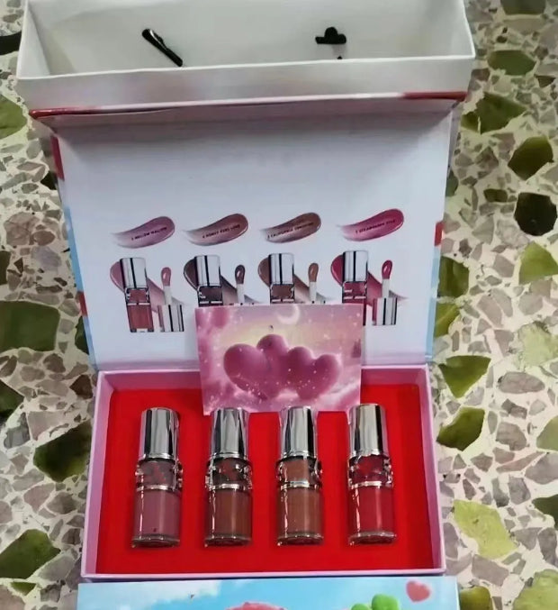 Makeup Lip Gloss 6ml with 4piece Set Lipgloss Plumping Lip Oil Liquid Lipstick Kits Moisturizing Crystal Shiny Glitter Lips Beauty Cosmetics 4pcs Gi