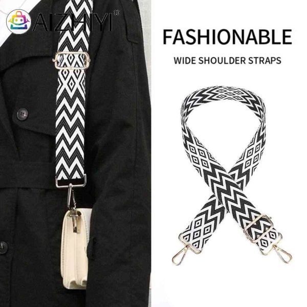 4cm Adjustable Shoulder Strap Geometric Stripe Printing Shoulder Bag Straps Simple Portable Casual Jacquard Bags DIY Accessories
