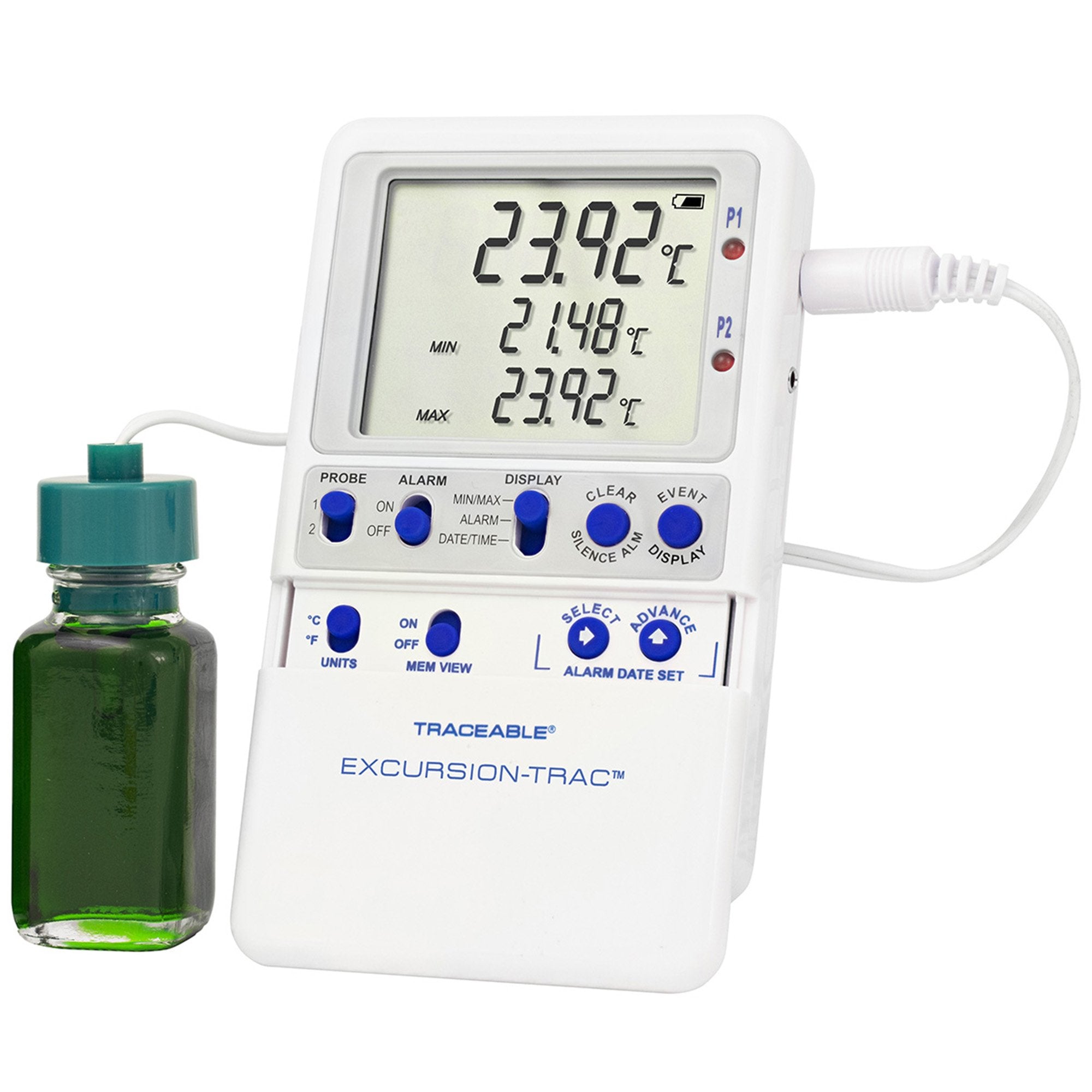 Traceable Excursion-Trac Refrigerator - Freezer Thermometer with Alarm and Datalogger, Each