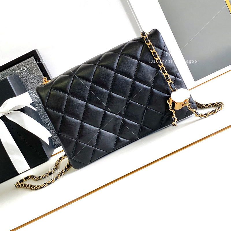 22cm Small Flap Bag Designer Crossbody Bag 10A Mirror Quality Enamel Chain Shoulder Bag With Box 24C58