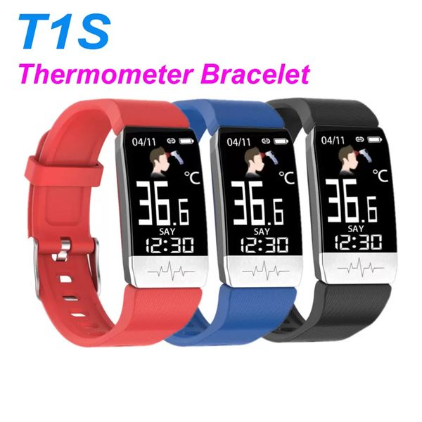 T1S Bluetooth Smart Bracelet Watch For Phone Smart Band with Body Temperature Fitness Tracker Blood Pressure