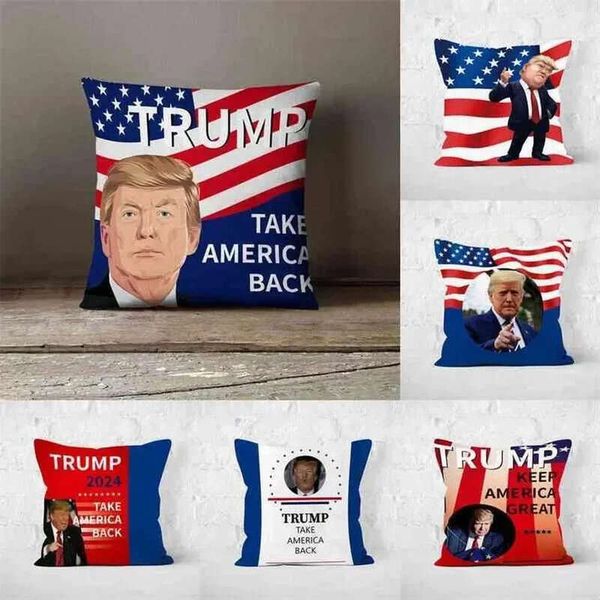 Trump Cover Linen Colors Cushion Throw Pillow Case US Flag Independence Day Gifts Party Home Sofa Car Pillowcases Pillowcase Pillowslip NEW