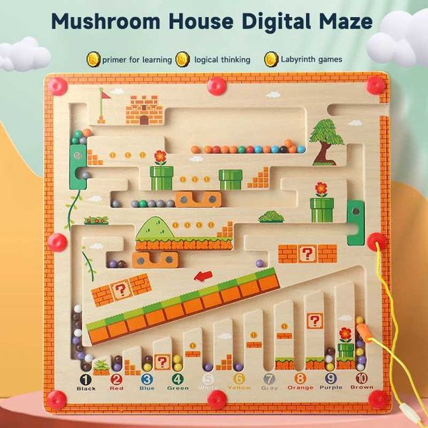 Magnetic Blocks Building block Children Wooden Magnetic Color And Number Maze Learning Toys Preschool Early Education Puzzle Activi Board So