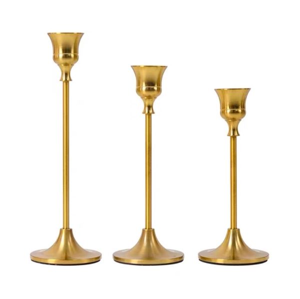 European Style Metal Candle Holders Simple Golden Wedding Decoration Bar Party Living Room Decor Home Decor Candlestick
