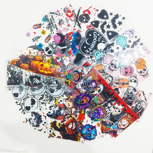 Personalized Halloween Decor UV DTF cup wrap Transfers - Waterproof Glass Sticker Decals with Effortless Rub-On Application