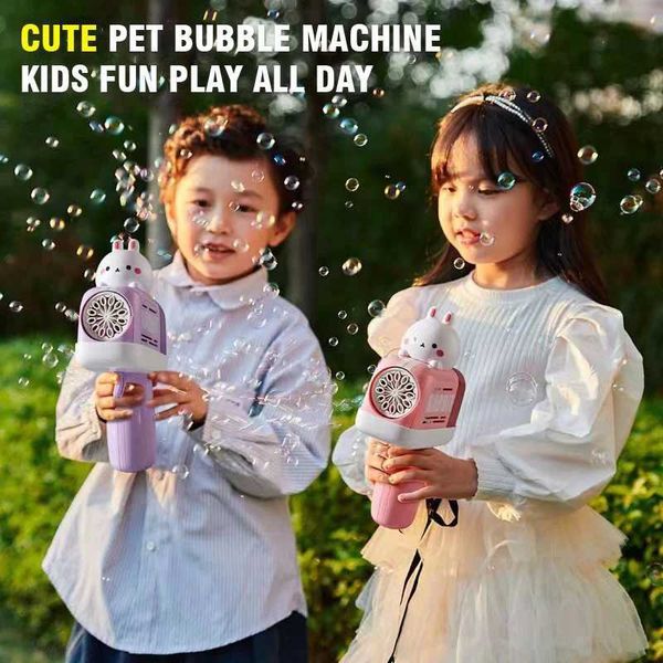 Novelty Games Electric Bubble Gun Cartoon Panda Rabbit Bubble Machine Childrens Automatic Soap Bubble Blowing Toy Childrens Birthday Gift Q2