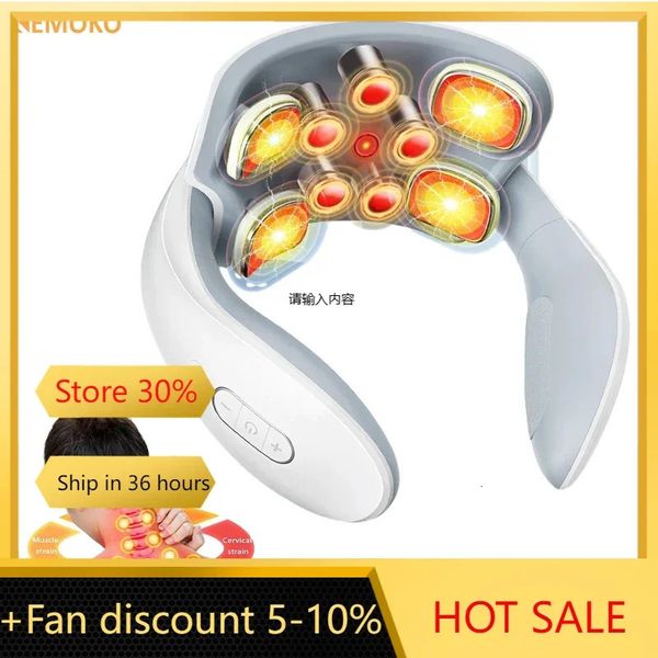 Smart Neck And Back Massager Device Shoulder Massage Cervical Vertebra Vibrator Heating Relieve Pain Muscle Health Care 241024