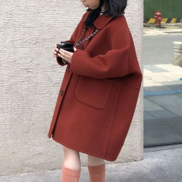 Girls Woolen Casat Overcoat Jacket Windbreak Beauty Warm Chicken Winter algodão adolescentes fora roupas de criança