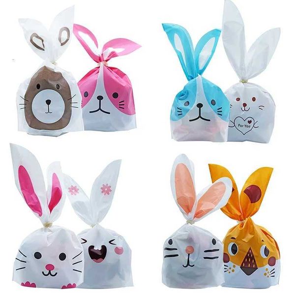 Cute Rabbit Ear Bags Cookie Plastic Bags Candy Gift Bags Biscuits Snack Baking Package nt Party SuppliesT250117