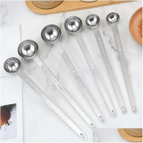 Steel Tools Powder Measure Stainless Spoon Coffee Milk Sugar Measuring Cups Long Handled Kitchen Tool Lx4659 Drop Delivery H Dhcro