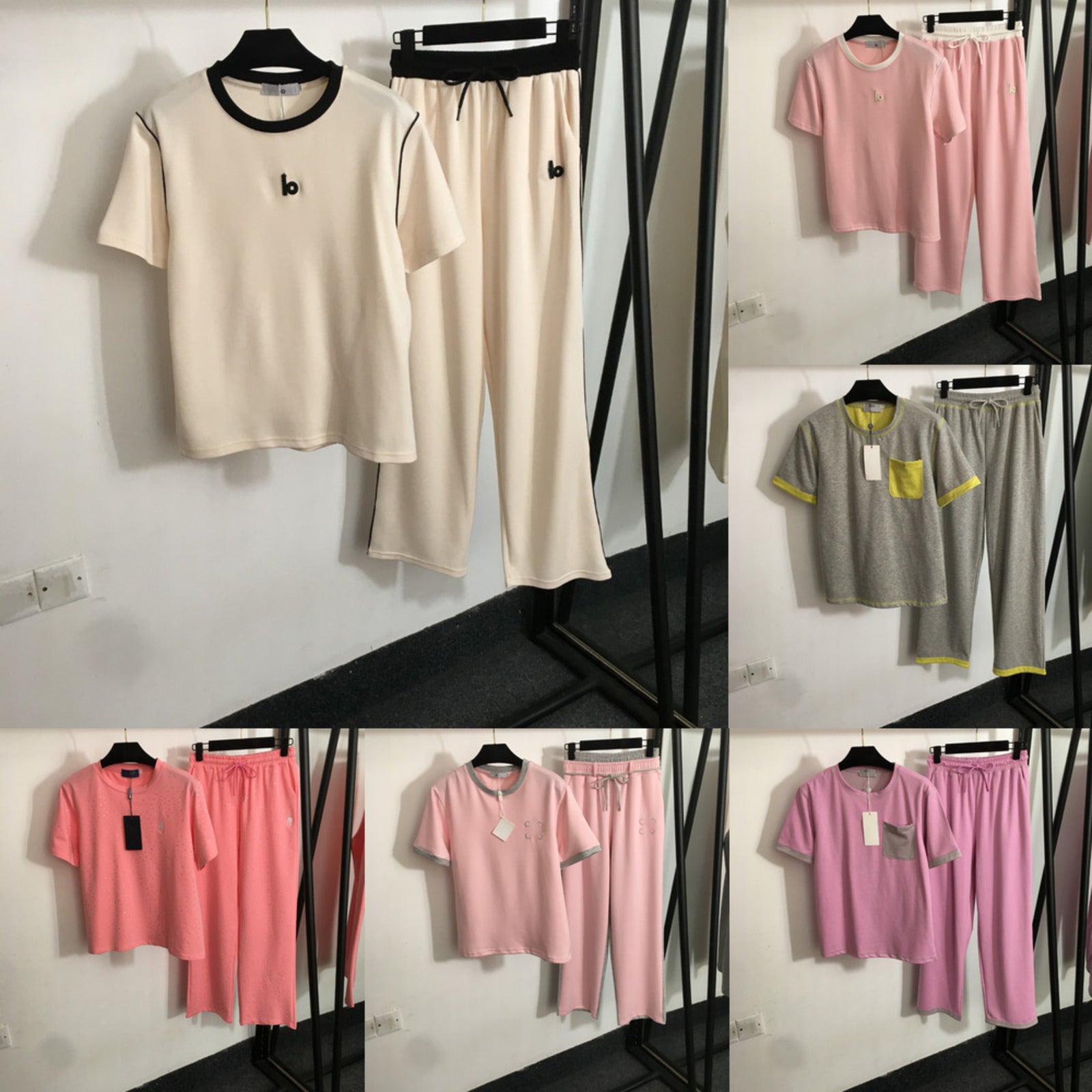 Womens Two Piece Pants tracksuits womens designer clothing Presbyopia logo embossed short sleeve T-shirt Elastic-waisted casual shorts sets women cl