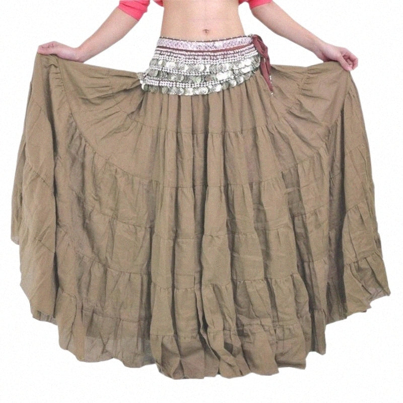 Skirts skirts 2022 Casual Gypsy Bohemia BOHO Full Circle 100% Linen Cotton Dance Black Spani Female Pleated Long Maxi With Womens N2GY#