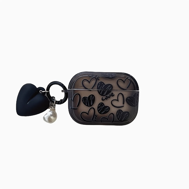 TEMU Fashionable Black Heart For , For Headphone Cover For , Transparent Black For 3rd-, Full Protection Against Drops