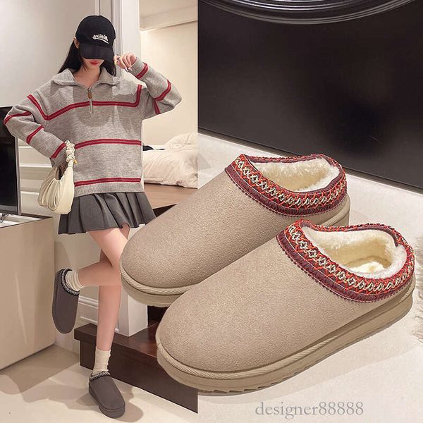 Snow Women Winter New Thick Soles Without Heel-covered Hair Half Slipper Cotton Shoes Cashmere Warm Boots 5e njghn