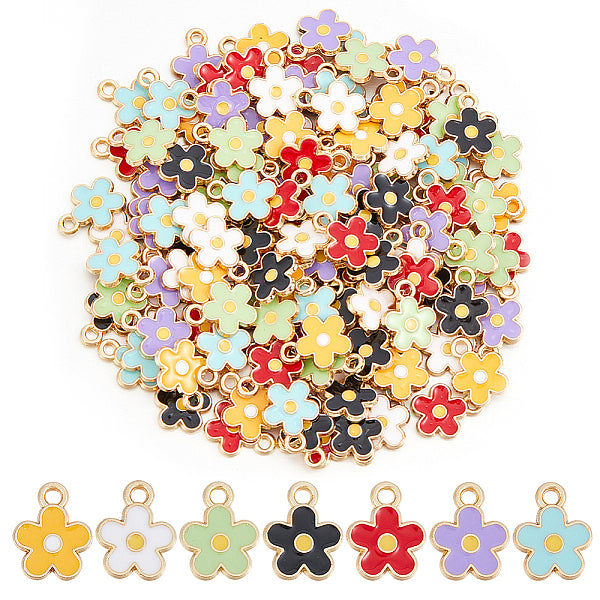 140pcs 7 Farben Legierung Emaille Charms